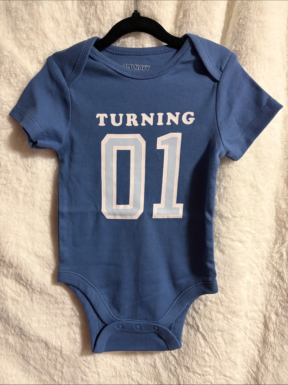 Old Navy Blue "Turning 01" Baby Bodysuit